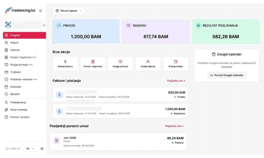 Screenshot: Dashboard
