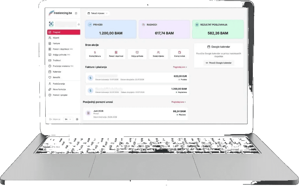 Screenshot: Dashboard aplikacije