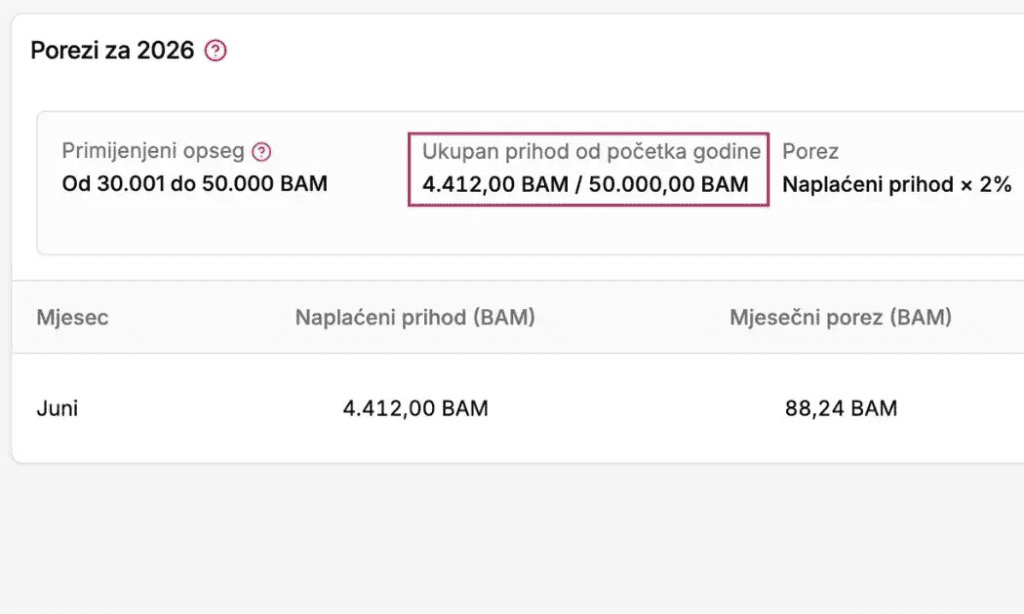 Screenshot: Pragovi poreza