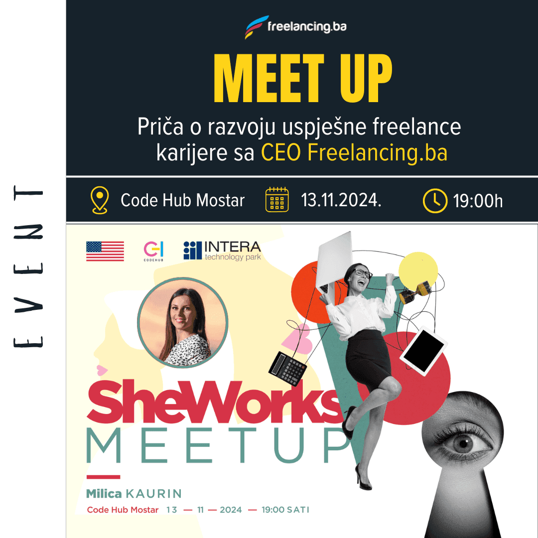 SheWorks Meetup s Milicom Kaurin: Priča o razvoju uspješne freelance karijere